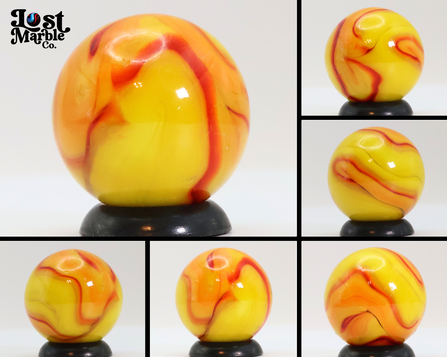 11/16" Swirl Marble Bright Yellow & Red NM++