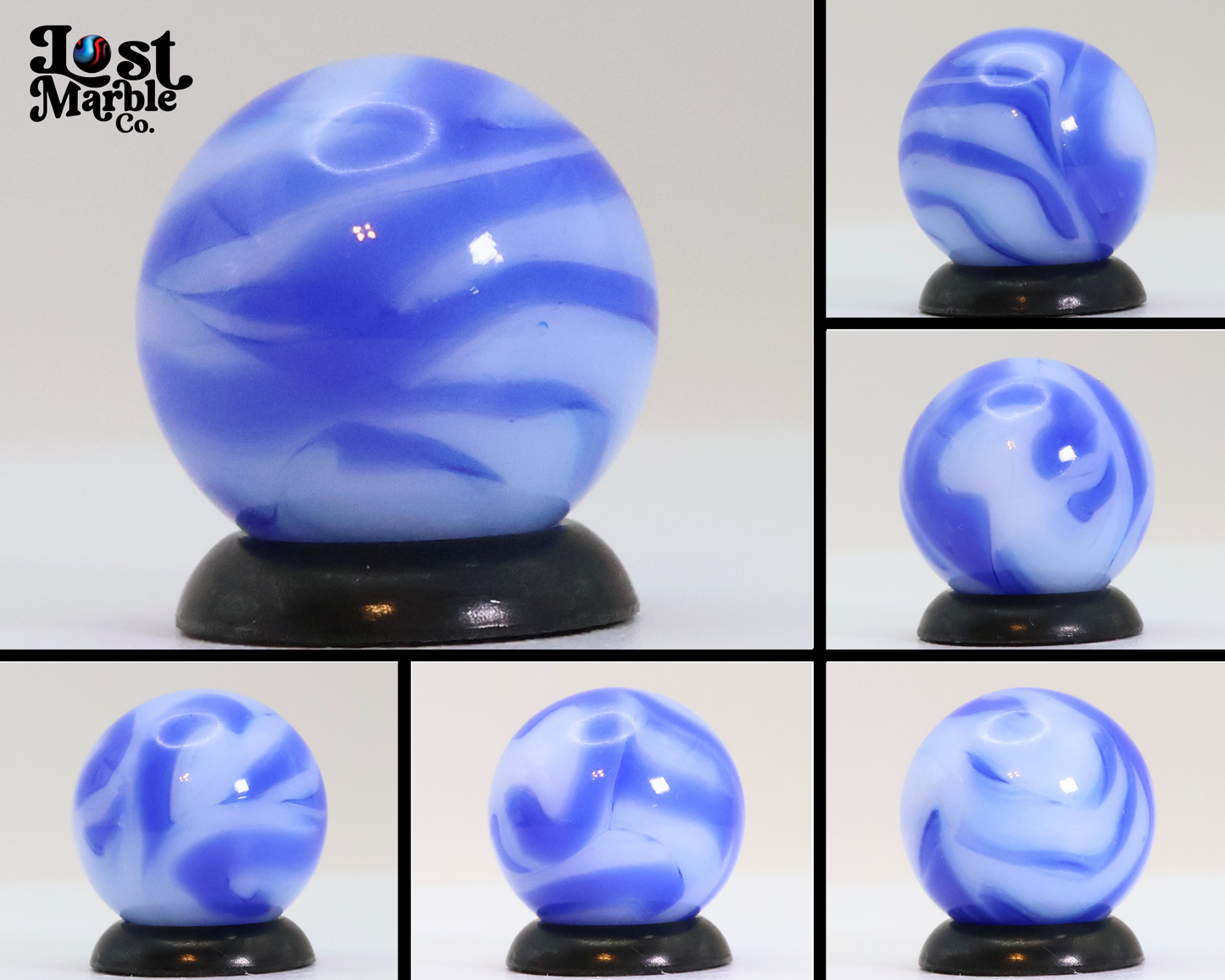9/16" Alley Agate Swirl Marble Blue NM+