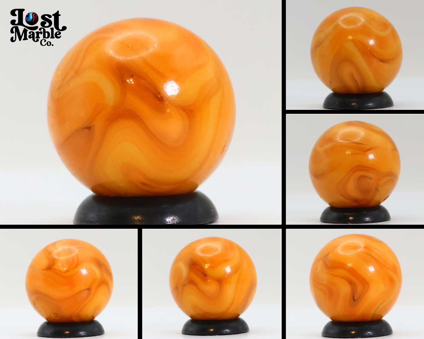 11/16" Swirl Marble Electric Colors! Orange & Yellow NM