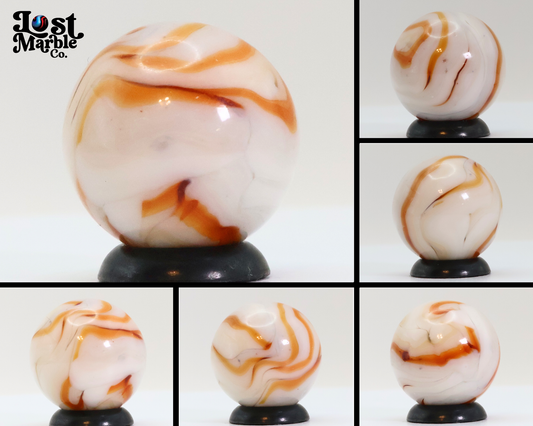 11/16" Swirl Marble Orange & White NM+