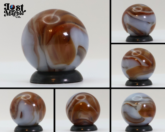 5/8" Swirl Marble Translucent Amber & White Ribbons NM+