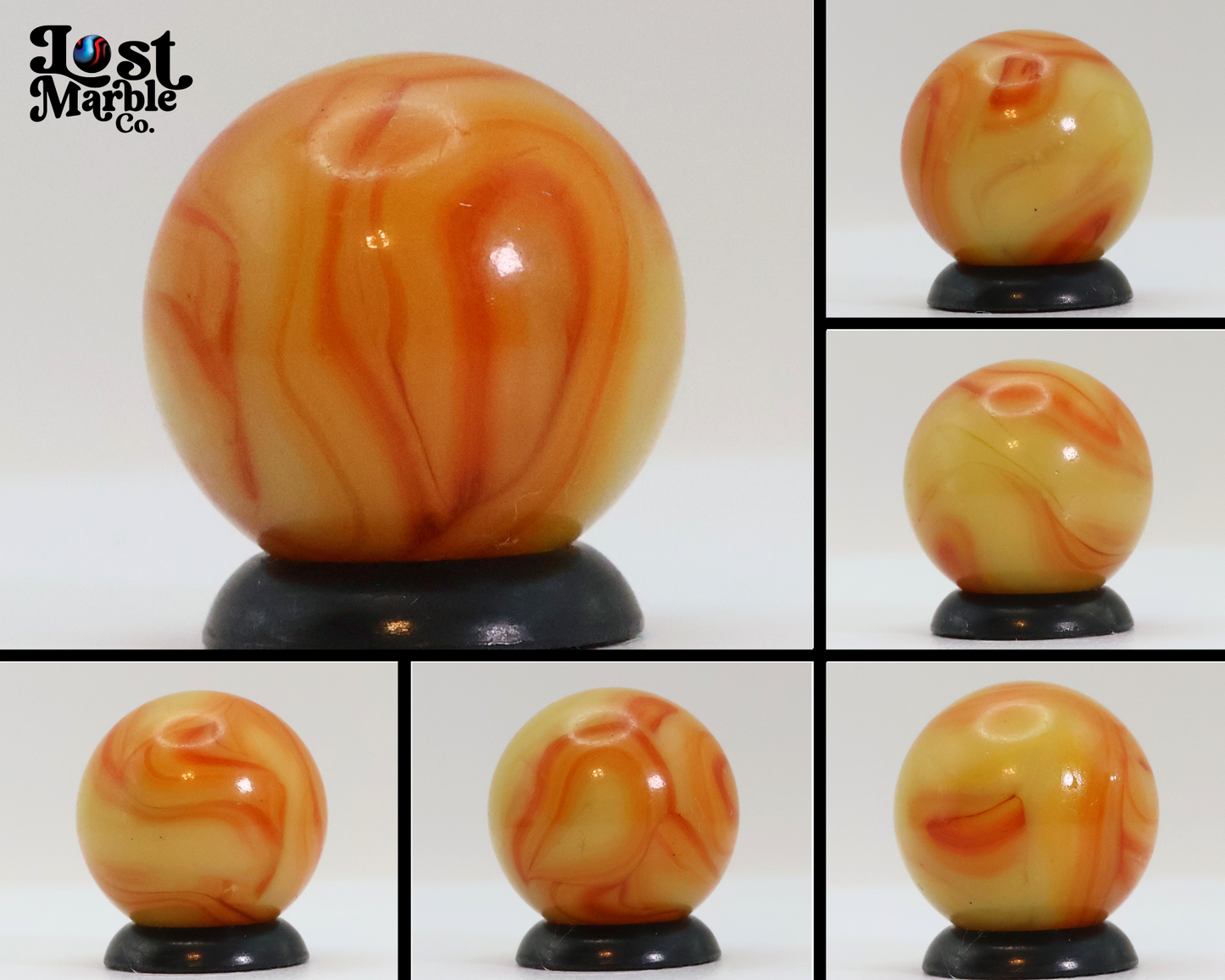 5/8" Swirl Marble Orange & Yellow NM