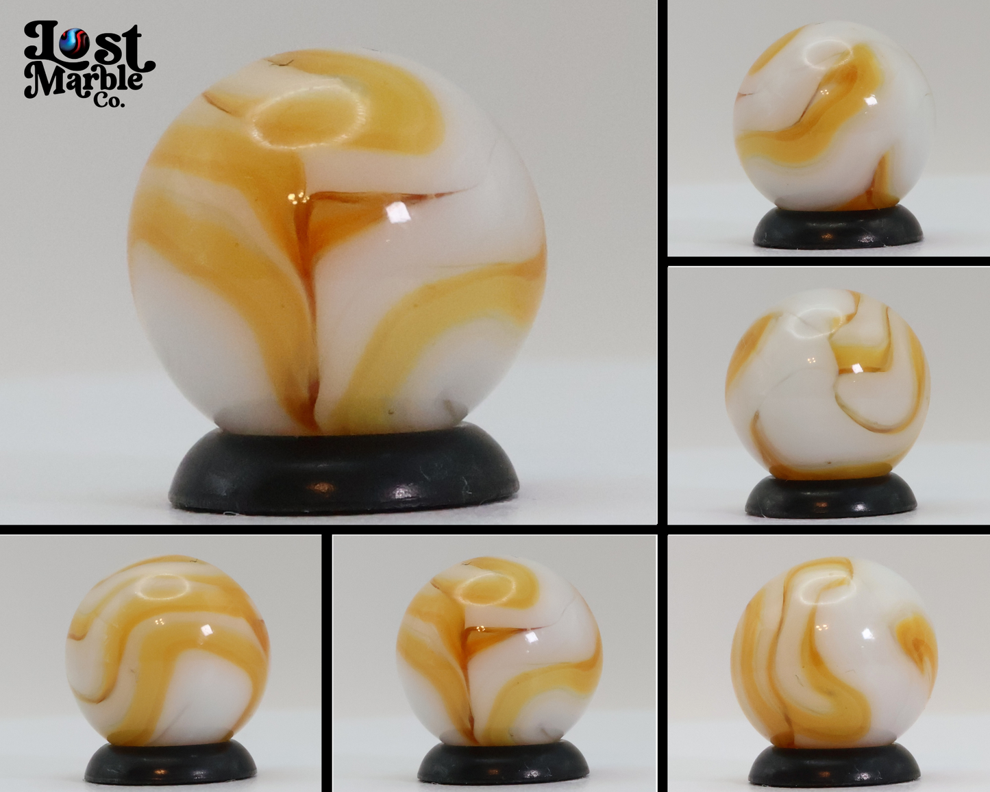5/8" Swirl Marble Butterscotch & White NM+