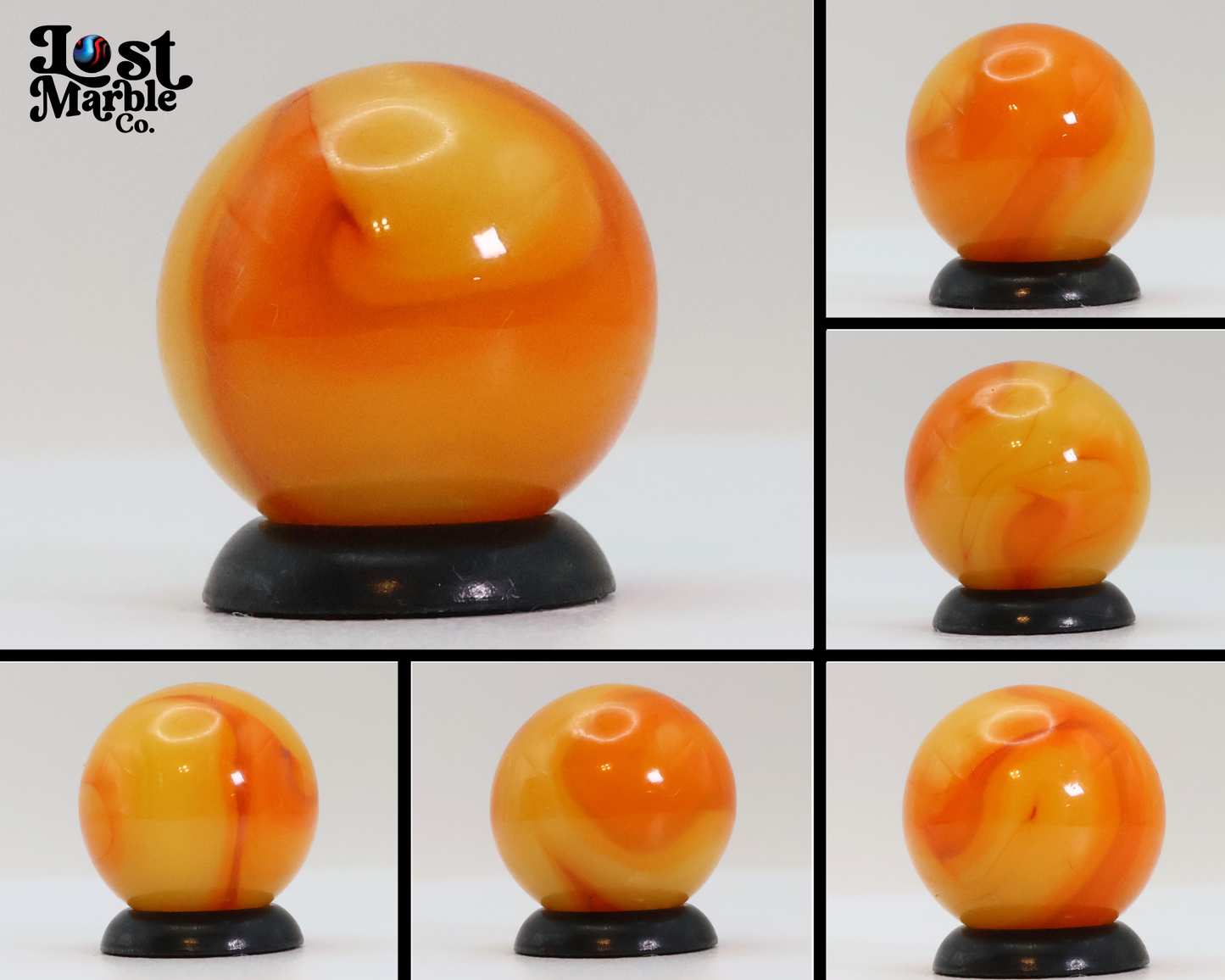 5/8" Swirl Marble Yellow & Orange NM+