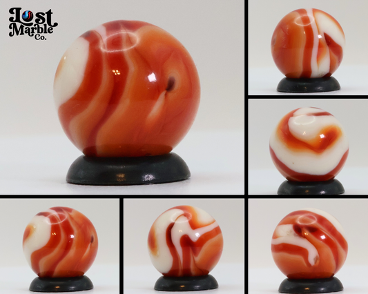 5/8" Swirl Marble Red & White NM+