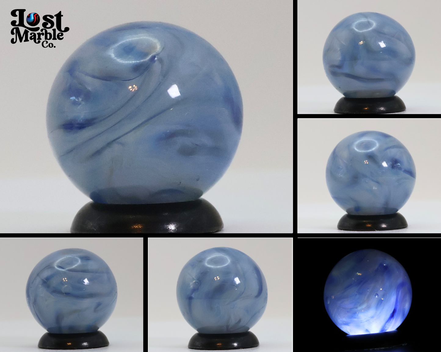 5/8" Swirl Marble Translucent Blue MINT