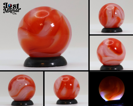 5/8" Swirl marble Translucent Base with Red & White MINT