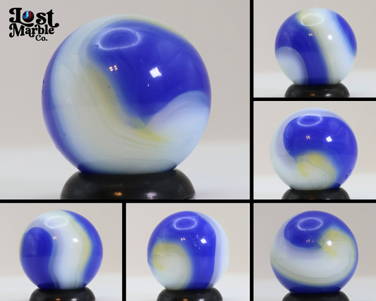 5/8" Akro Agate Special Corkscrew marble Blue Yellow White NM++