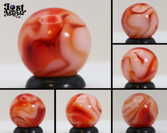 5/8" Swirl Marble Red & White NM+