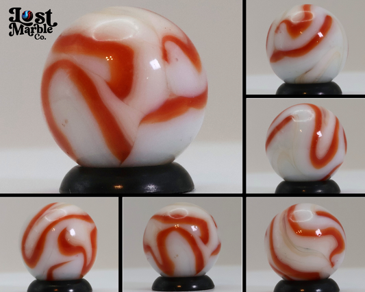 5/8" Swirl Marble White & Orange NM+