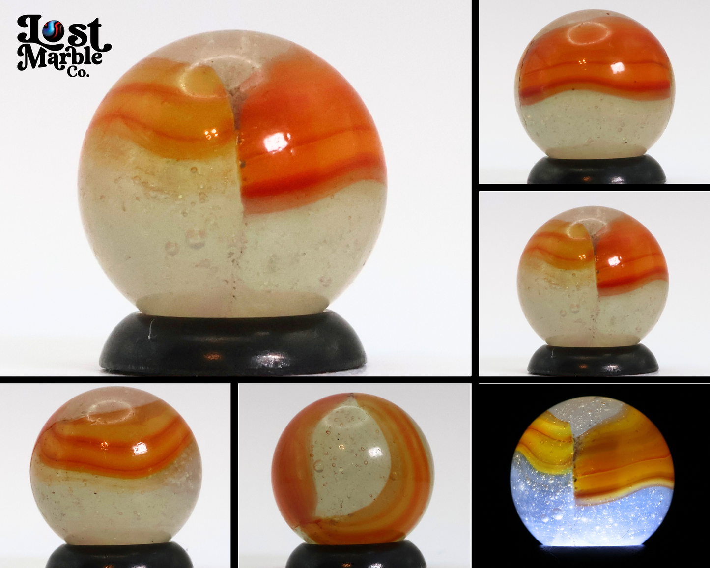 5/8" Peltier Rainbo Clear Base Orange striped ribbons M-