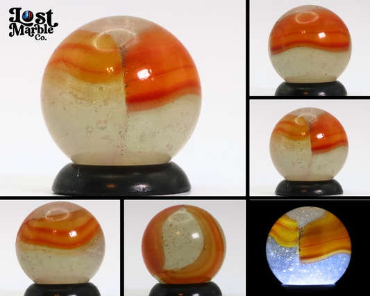 5/8" Peltier Rainbo Clear Base Orange striped ribbons M-