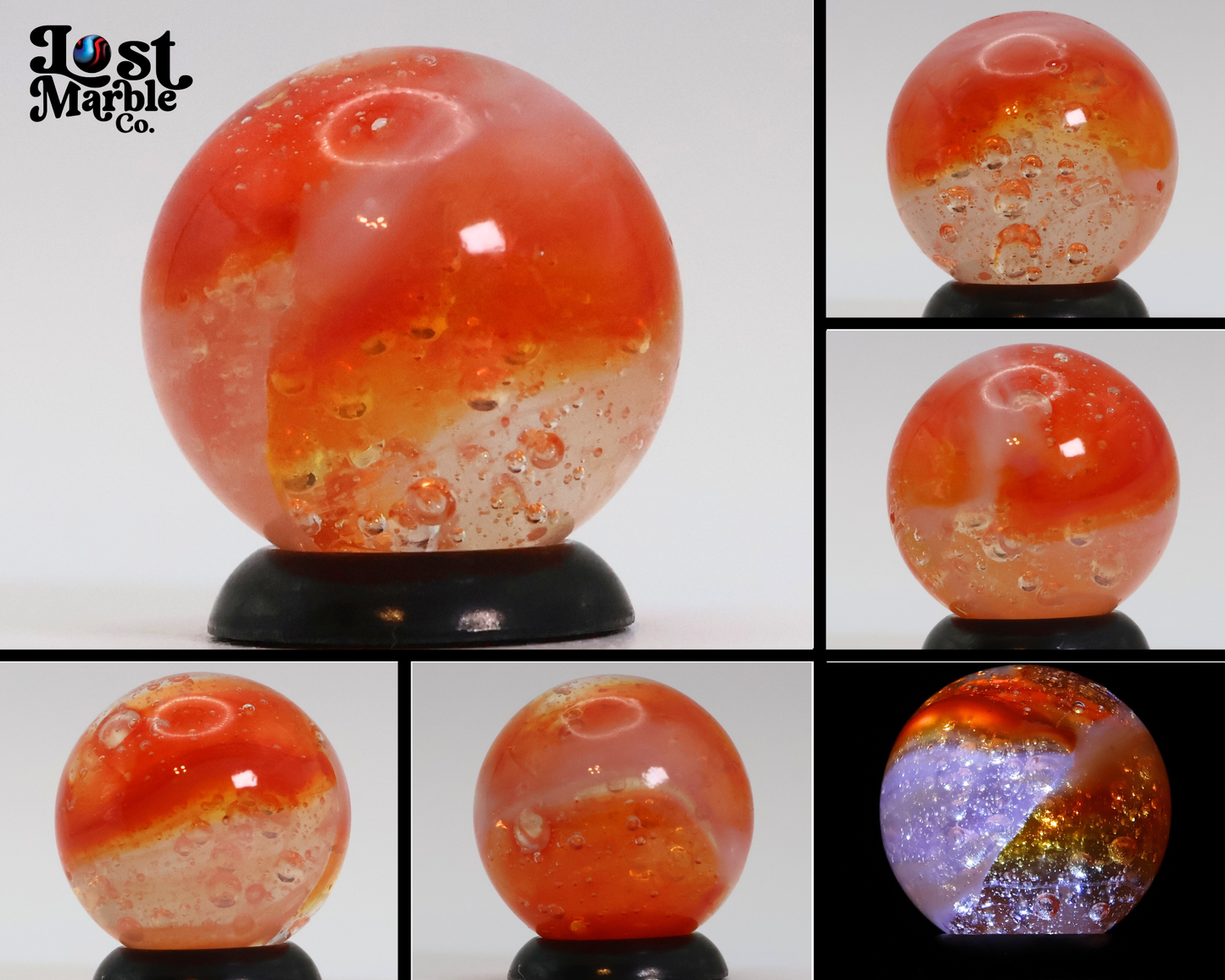 5/8" Peltier Rainbo Sunset Orange w/ different different size bubbles NM+