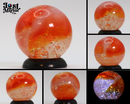 5/8" Peltier Rainbo Sunset Orange w/ different different size bubbles NM+