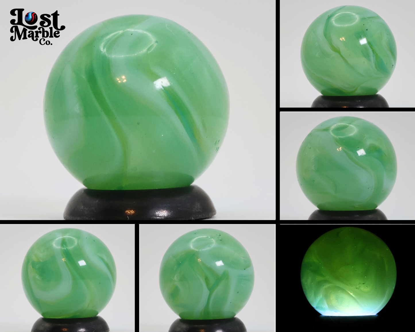 5/8" Swirl Marble Gorgeous Translucent Green MINT