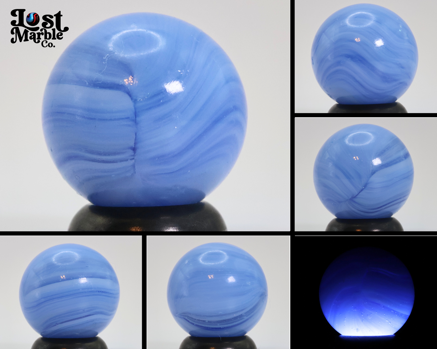 5/8" Vitro Agate Translucent Blue Patch Marble NM+