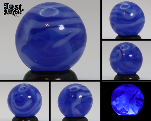 11/16" Swirl Marble Translucent Blue w/ white ribbons NM+
