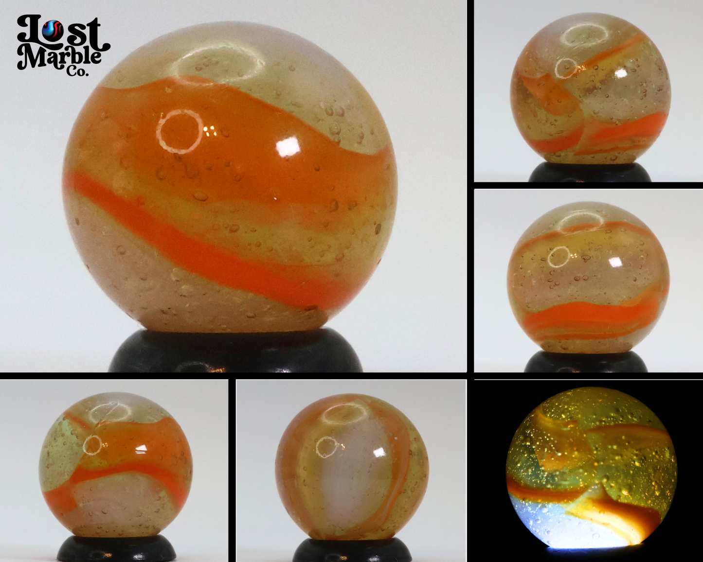 11/16" Peltier Rainbo Clear Based Orange Seedy Bubbles MINT
