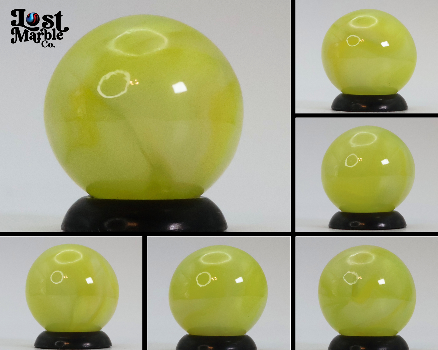 5/8" Swirl marble Translucent Yellow & Off Round MINT