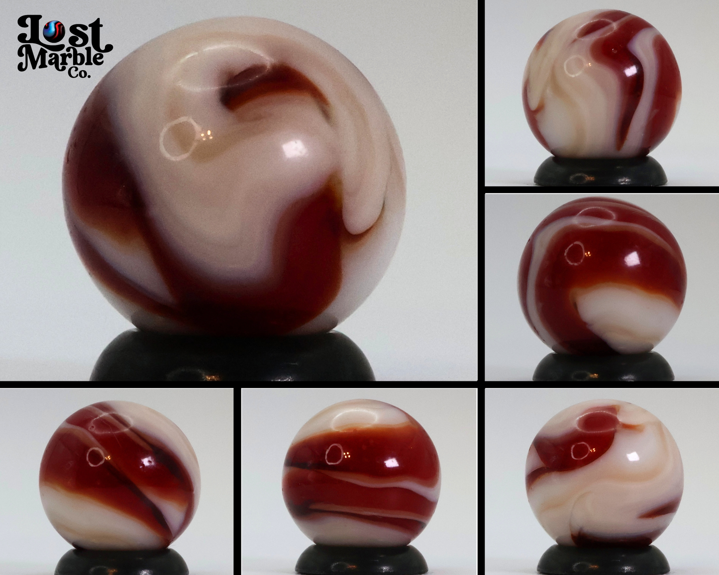 5/8" Swirl Marble "Strawberry Shortcake" vibe NM+