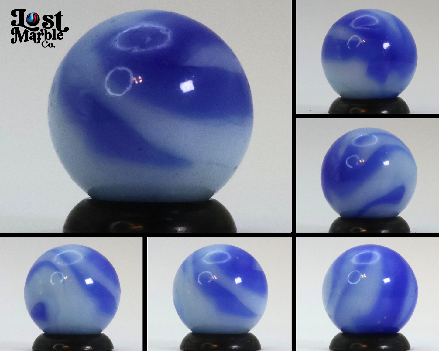 5/8" Swirl Marble Blue & White NM+