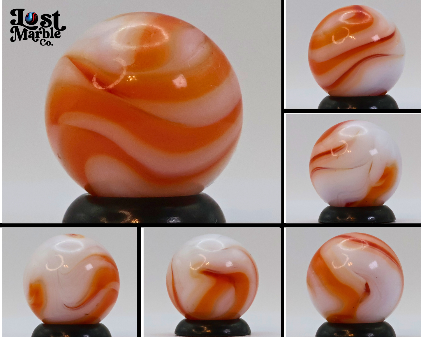 5/8" Swirl Marble Peach & White NM+