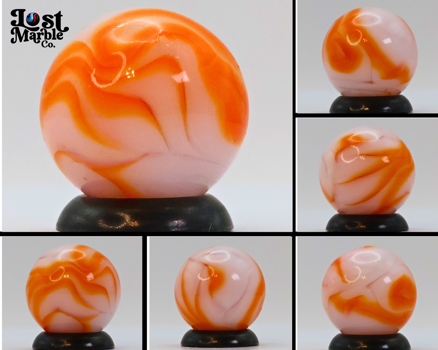 5/8" Alley Agate? Swirl Marble, orange & white NM