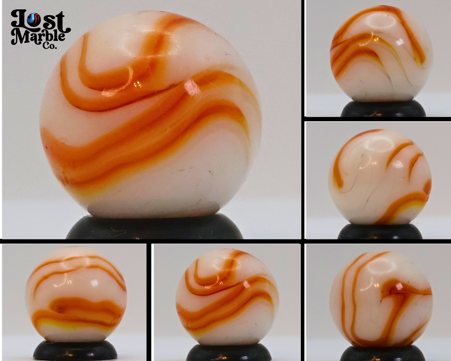 5/8" Swirl Marble White/ Orange/ tan NM