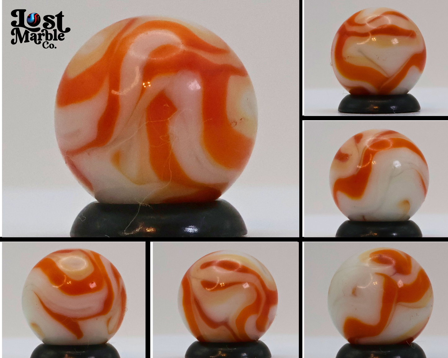 5/8" Swirl Marble Orange/ white/ tan M-
