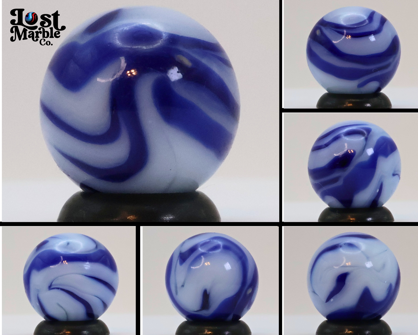 5/8" Swirl Marble Blue & White NM++