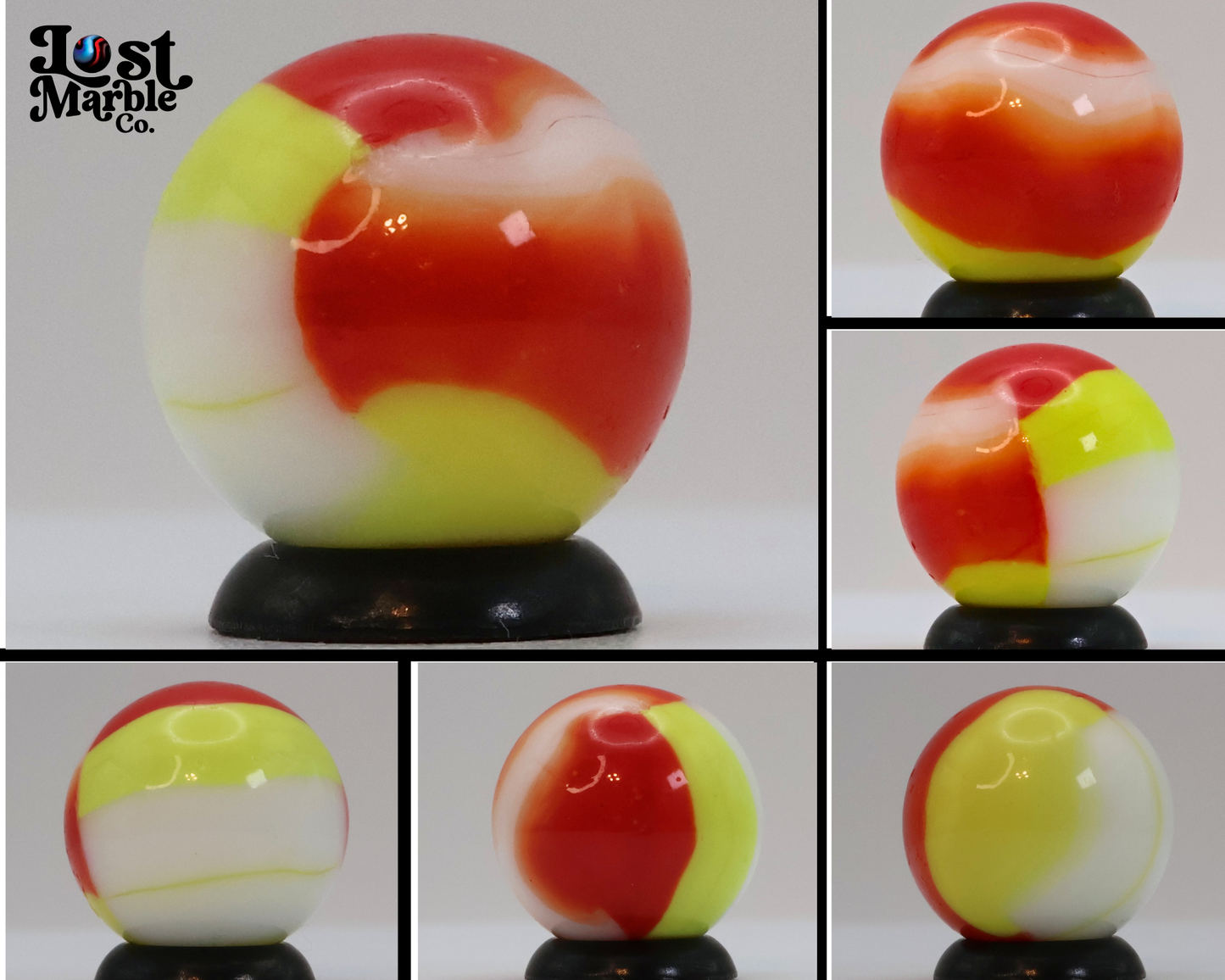 16.5mm Marble King Rainbow Marble yellow & Red (Ketchup & Mustard) NM+