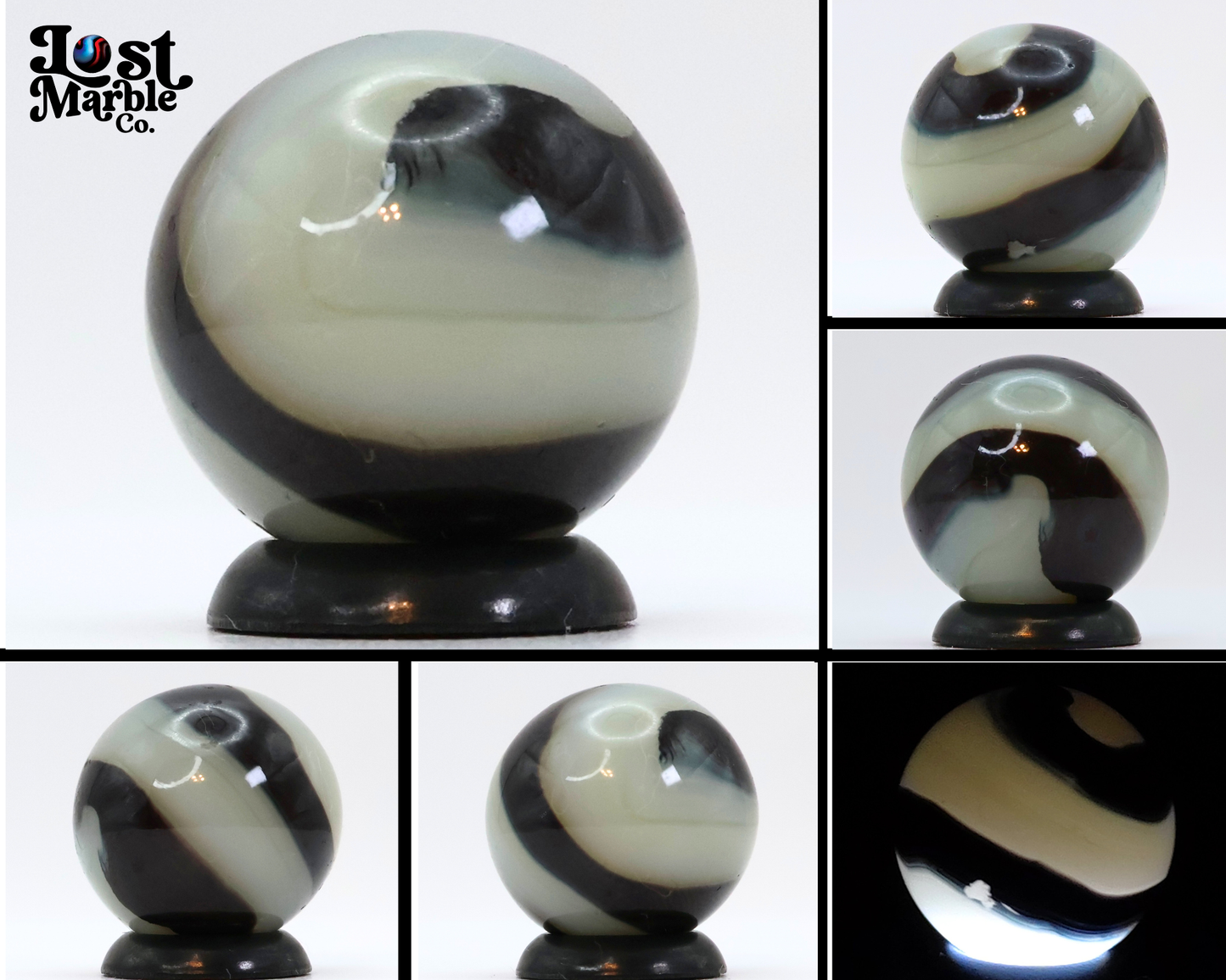 11/16" Akro Agate Oxblood Milky Corkscrew Indigo Tracer NM