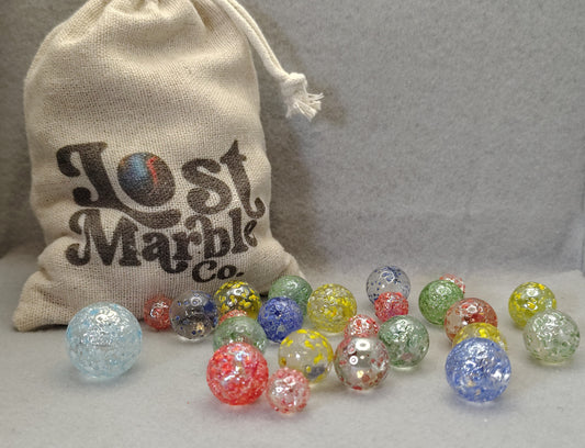 23 Vacor Stardust Marbles 11-17.5mm & 1-0.85" Vacor Snowflake NM+ to M