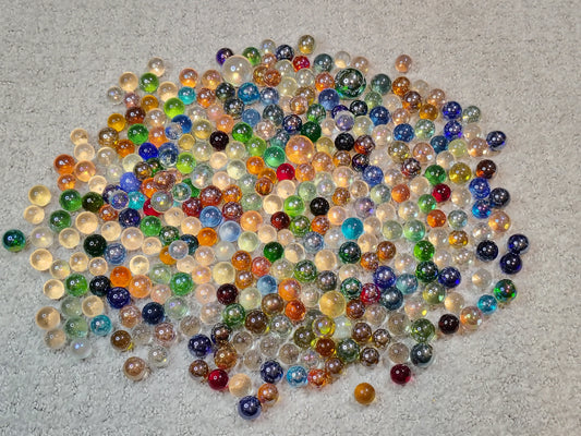 3.5lbs of Vacor iridescent marbles various colors and conditions - most great! Mix of sizes