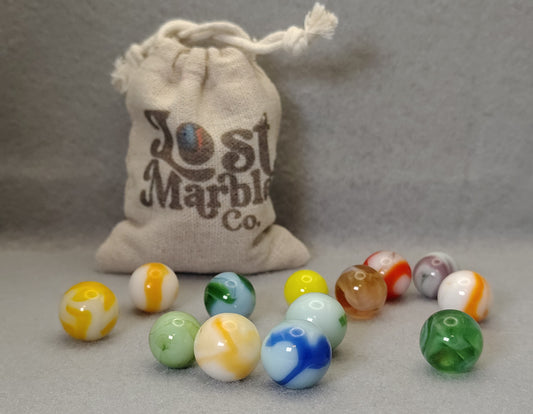 13pk random mix of Vintage Swirl Marbles 13-16.5mm NM-M