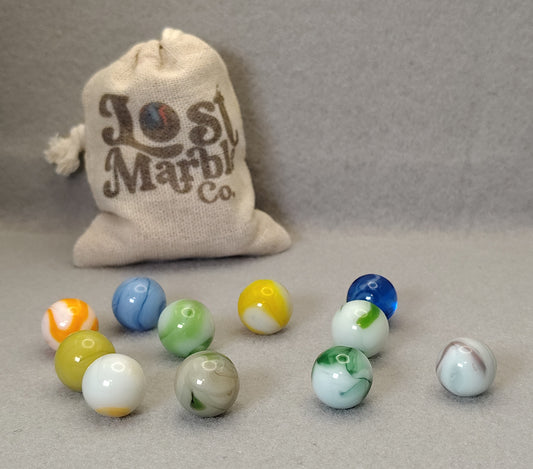 11pk random mix of Vintage Swirl Marbles 14-15.5mm NM-M