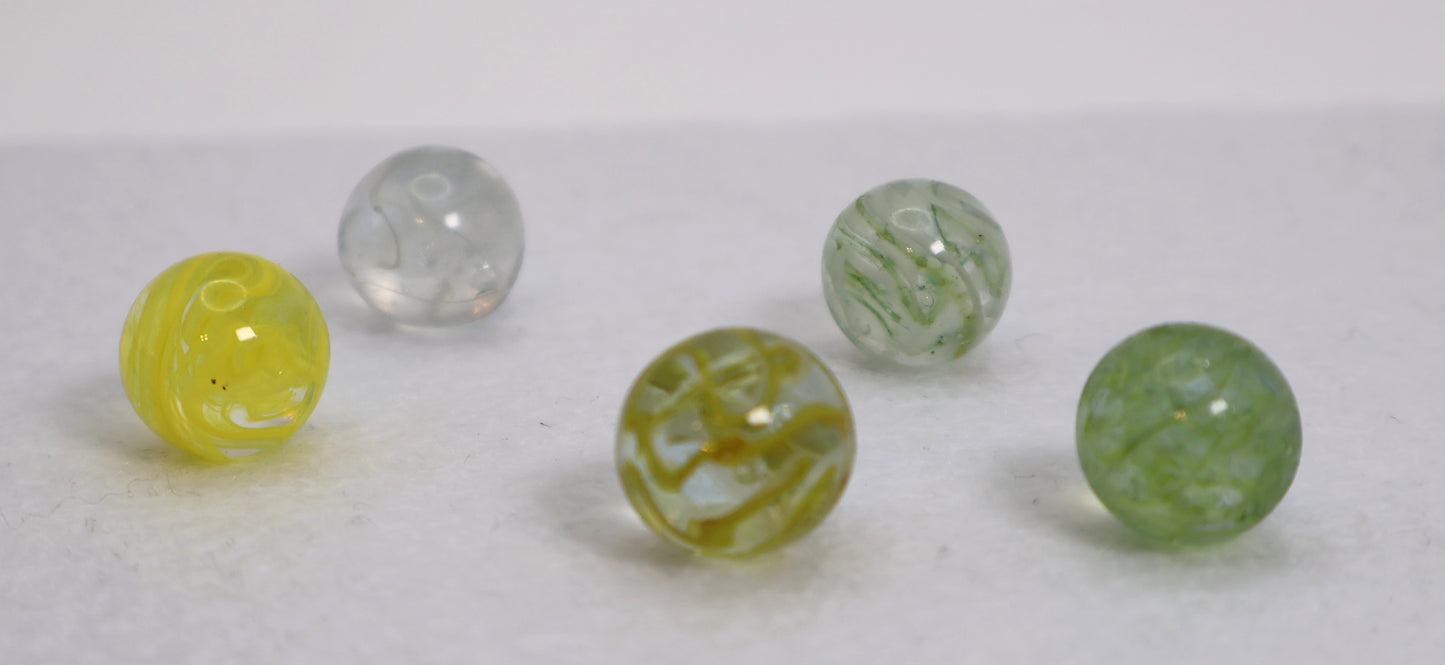 5pk 5/8" Veiligglas/Wire Pulls yellow green clear NM- to M