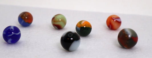 7pk 5/8" Variety Mix Peltier Marbles, Patches & Rainbos NM