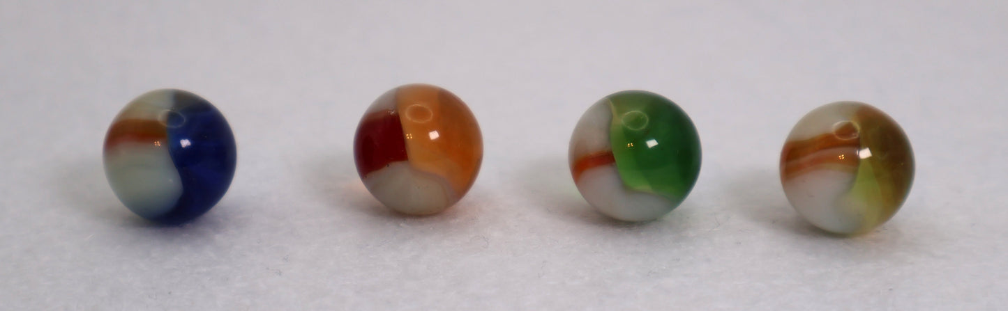 4pk 5/8" Vitro Agate Helmet Marbles variety of colors NM+ to M