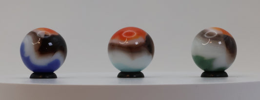 3pk 7/8" Vitro Agate All Red Blackline shooters NM to NM+