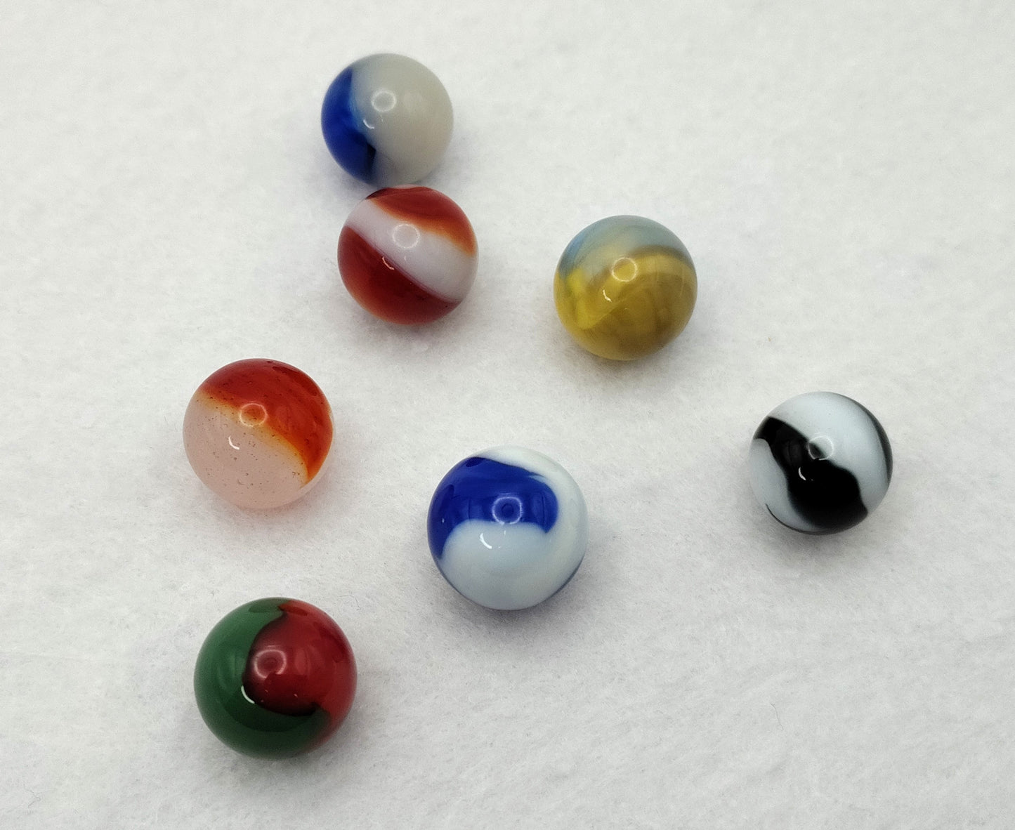 7pk 5/8"-11/16" Akro Agate Marble Mix NM+ to M