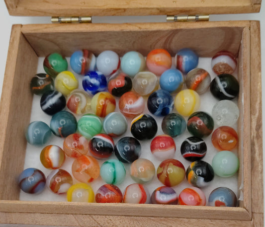 50 Peltier Glass Co. Rainbo marbles -Variety - No two alike! M- to M