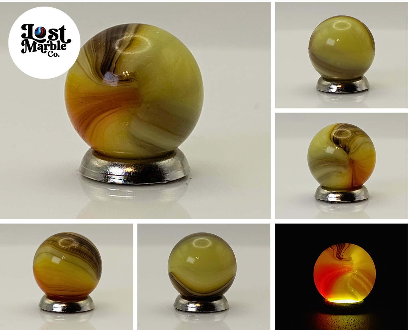 15.5mm Vintage Master Marble, Cloudy nice orange, yellow brown MINT