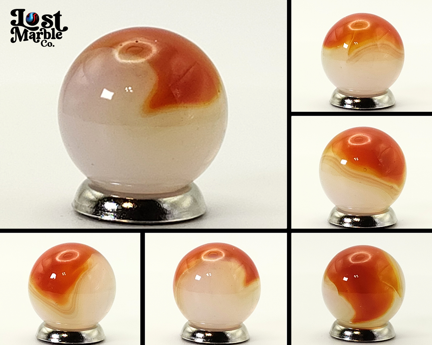 5/8" Akro Agate Patch Marble/ Lazy Corkscrew Orange NM