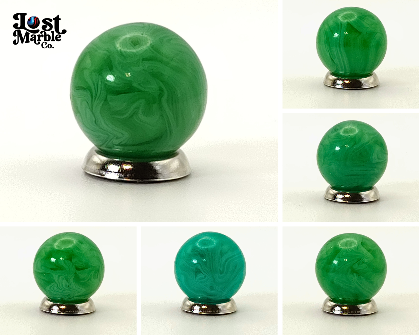 5/8" Vintage Green Busy Swirl Marble Crumpled up Paper - Champion? NM