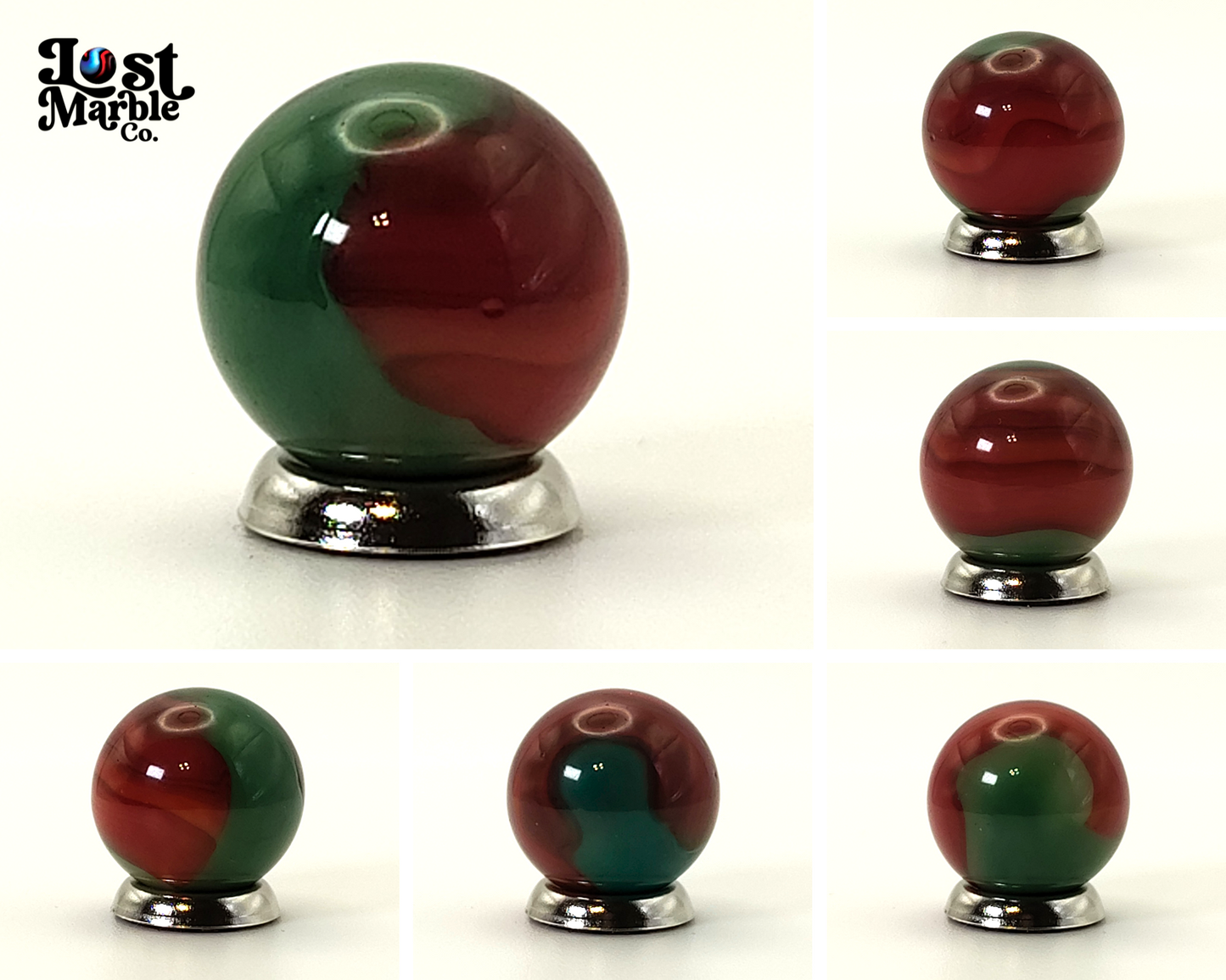 5/8" Akro Agate Patch Marble Red & Green M-