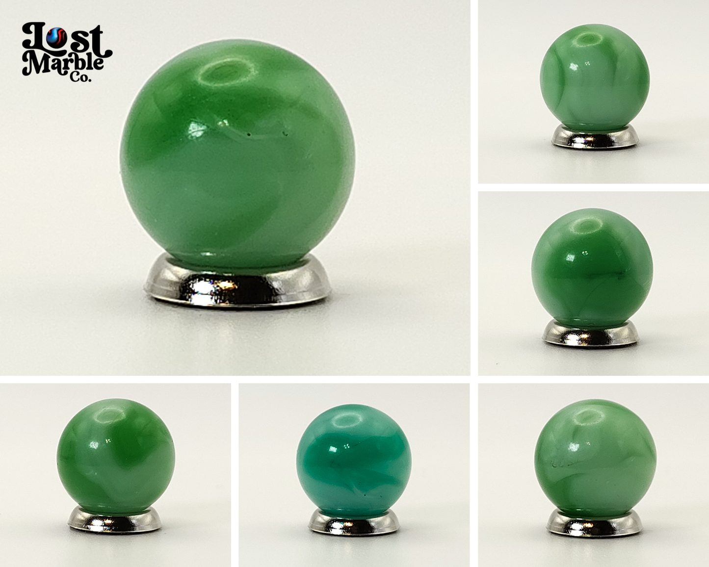 5/8" Swirl Marble Green & White Alley? M-