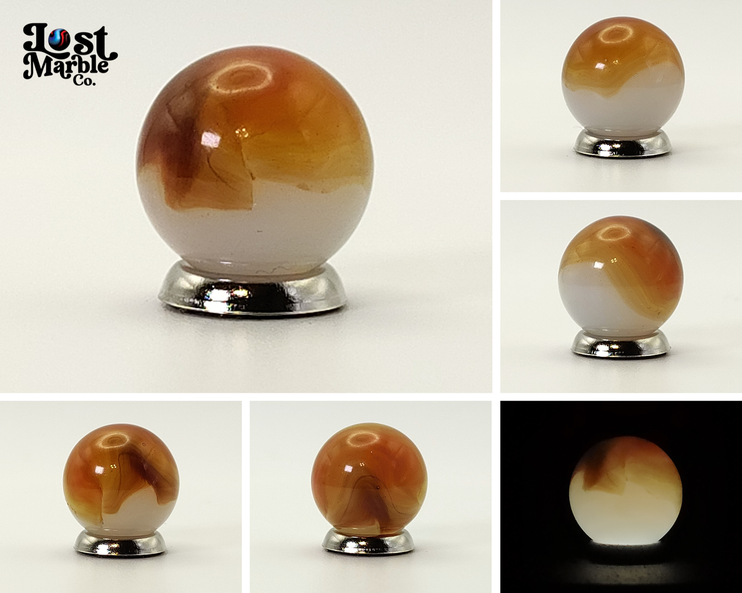5/8" Vitro Agate Opal Marble Orange & Red NM++