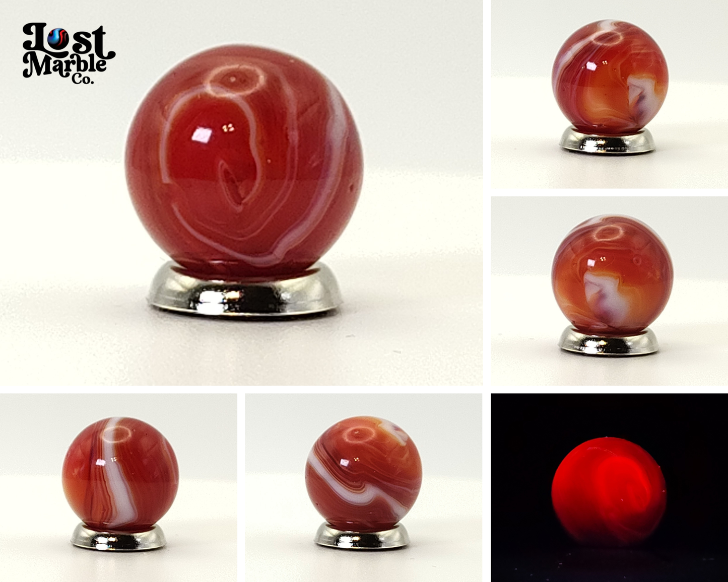 5/8" Red Slag Marble - LEFT HANDED 9 & Turkey Head UV NM+