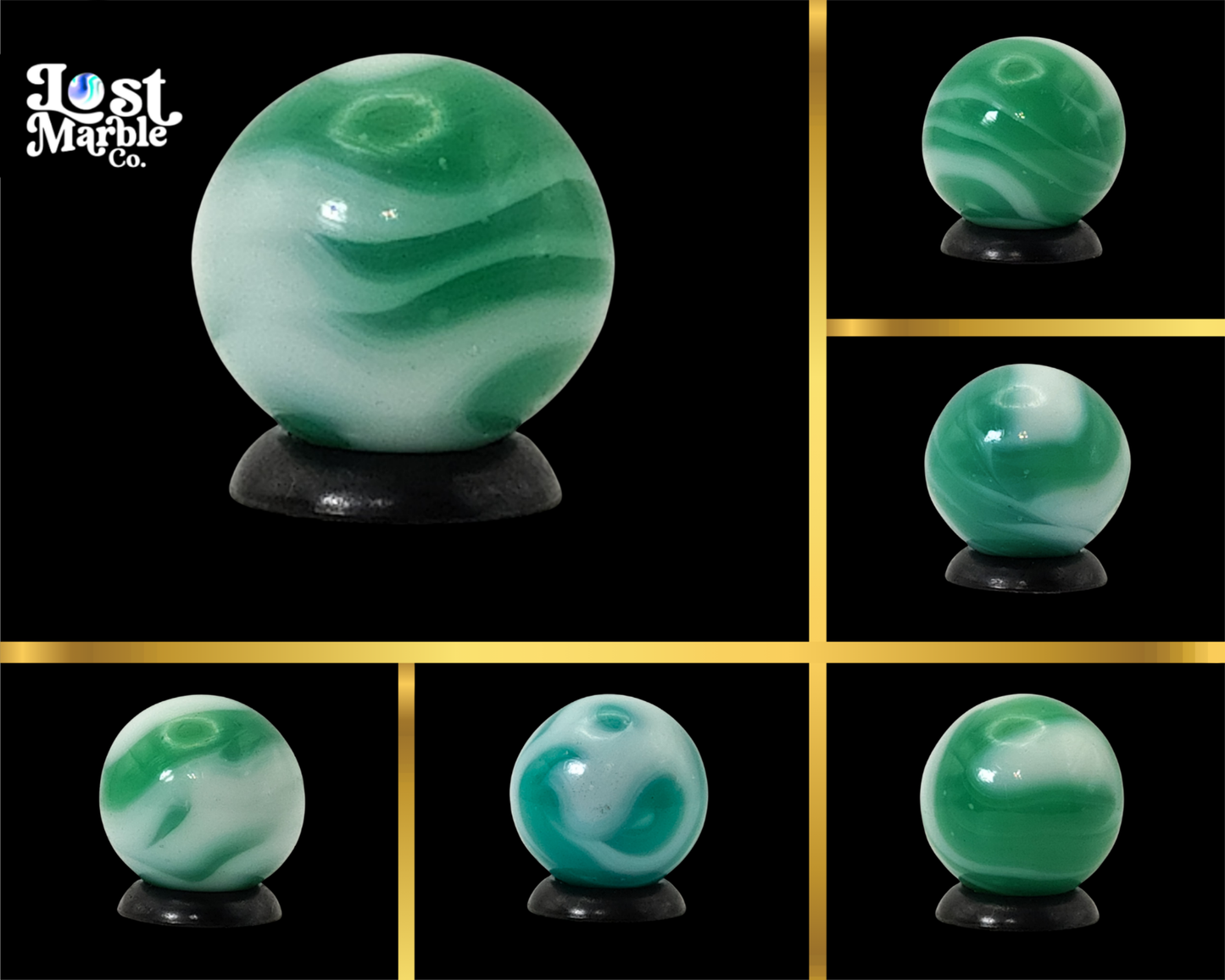 5/8" Alley Agate Swirl Marble Green White NM-